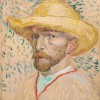 One of three of Van Gogh's self portraits in the exhibit.  I learned he had two different color eyes.  {Vincent van Gogh, Self-Portrait with Straw Hat, 1887. Oil on canvas. Van Gogh Museum Amsterdam (Vincent van Gogh Foundation).}