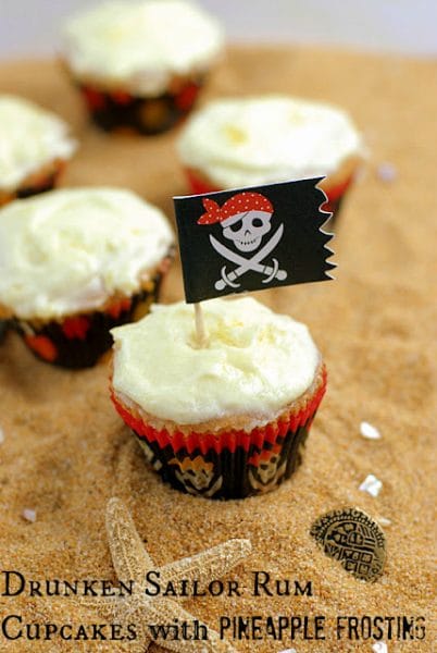 Drunken Sailor Rum Cupcakes with Pineapple Frosting {gluten free} BoulderLocavore.com
