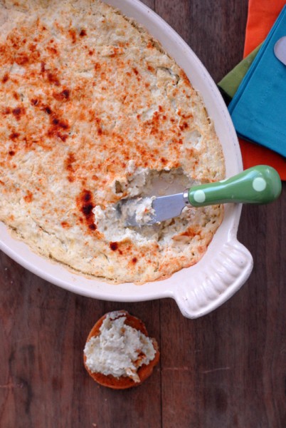 Creamy Hot Artichoke Dip with Garlic Toast Rounds {gluten free} BoulderLocavore.com