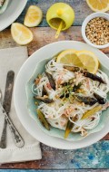 Lemony Purple Asparagus Pancetta Pasta BoulderLocavore.com 985-001
