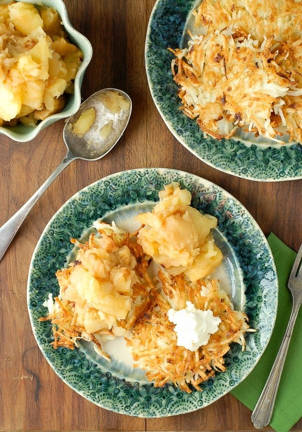 Potato Latkes with Roasted Spiced Applesauce 