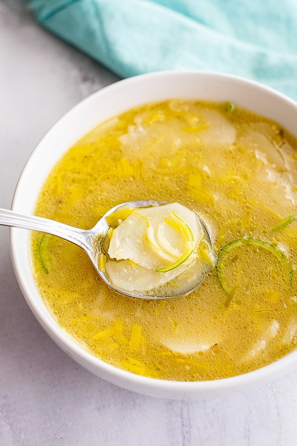 potato leek soup spoonful 