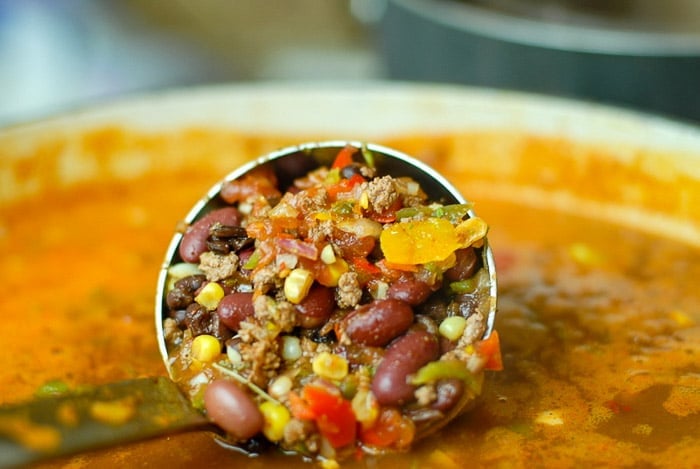 Large scoop of Bison Chili with Black Beans