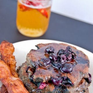 Mesquite Blue Corn Blueberry Pancakes with bacon