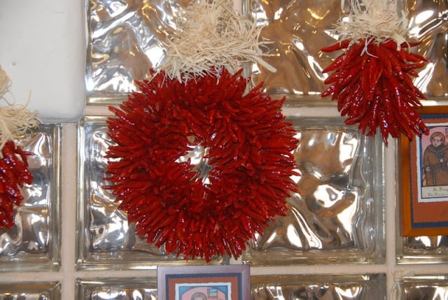 Santa Fe Cooking School chile wreath New Mexico