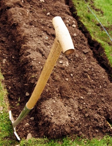 A close up of a dirt field