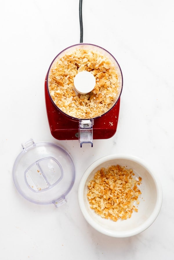 making homemade breadcrumbs with mini chopper