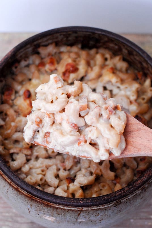 Homemade Macaroni and Cheese with Chicken Apple Sausage and Bacon