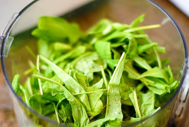 arugula in food processor