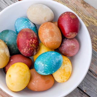 Bowl of natural dye Easter eggs
