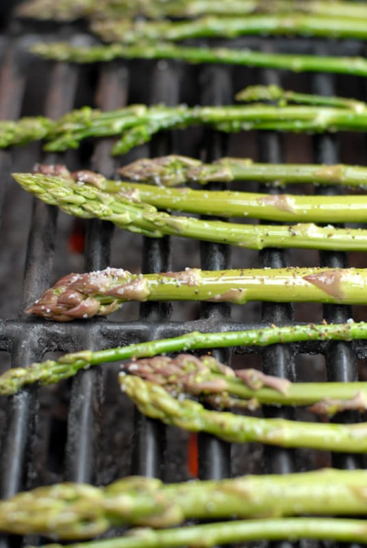 Grilled wild asparagus