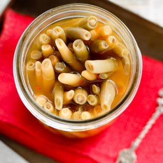 Dilled Green and Yellow Wax Beans in jar