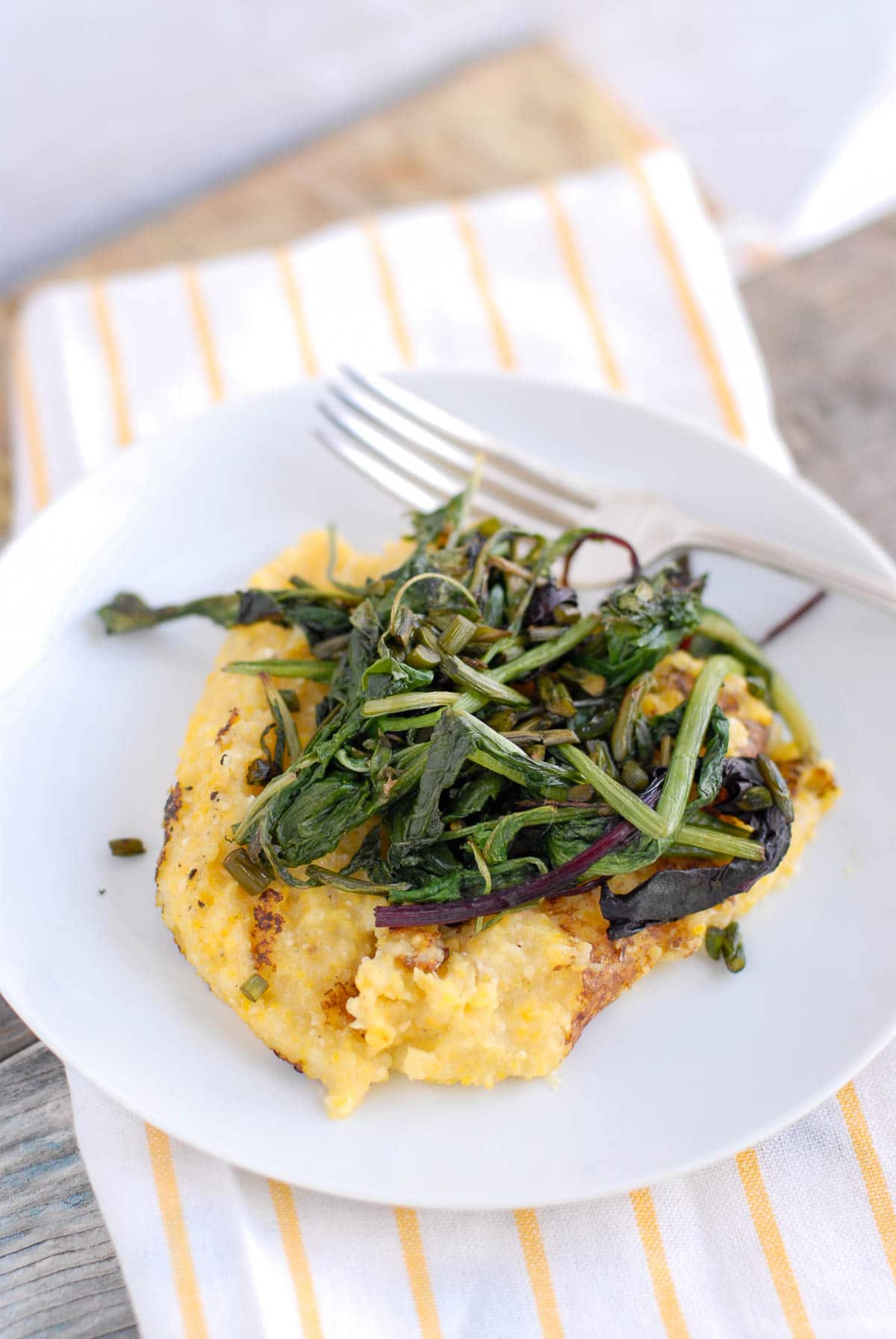 fried polenta with garlic scapes B