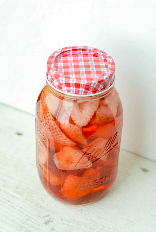 Jar of strawberry vodka