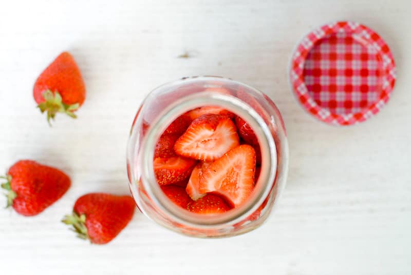 Jar with strawberries 