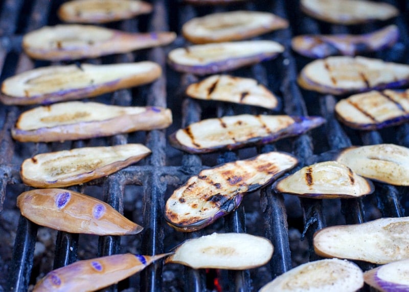 fairy tale eggplant slices on the grill flip side.