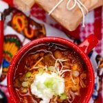 Big Red Barn Chili. A hearty chili with sirloin, seasonal vegetables and roasted chile peppers!