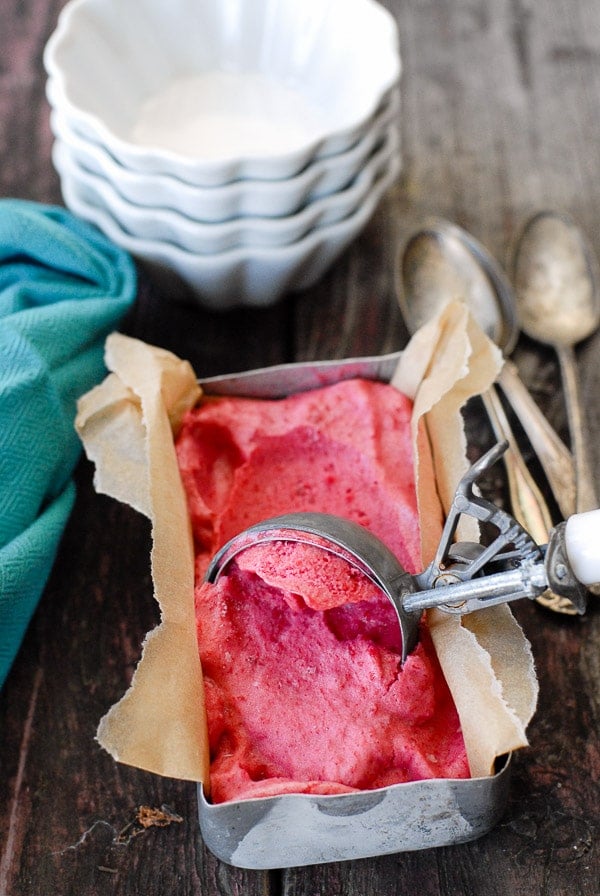 scooping Plum Rosemary-Gin Sorbet