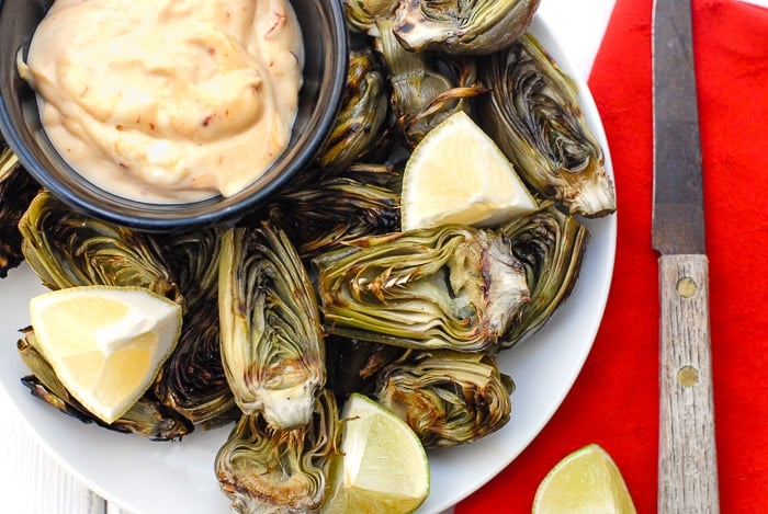 grilled artichokes with chipotle mayo dipping sauce