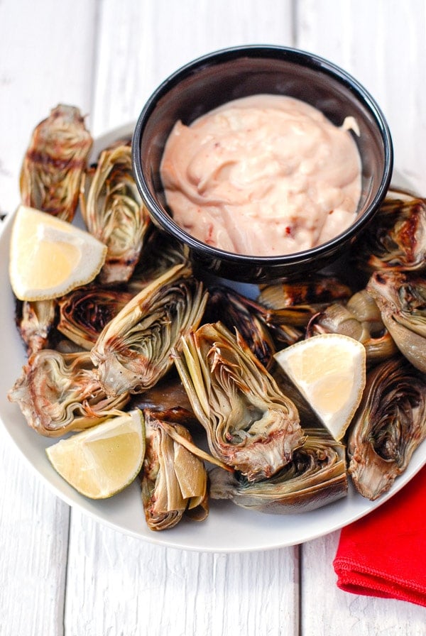 grilled artichokes with chipotle mayo dipping sauce