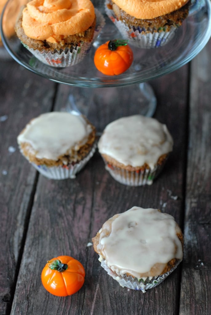 pumpkin spice cupcakes with glaze