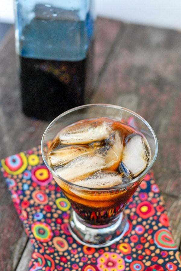 Glass of Coffee Liqueur over ice