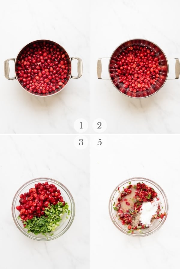 cranberry salsa instruction steps (photo collage)