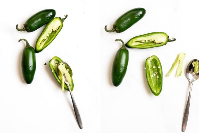 how to remove jalapeno pepper seeds (photo collage)