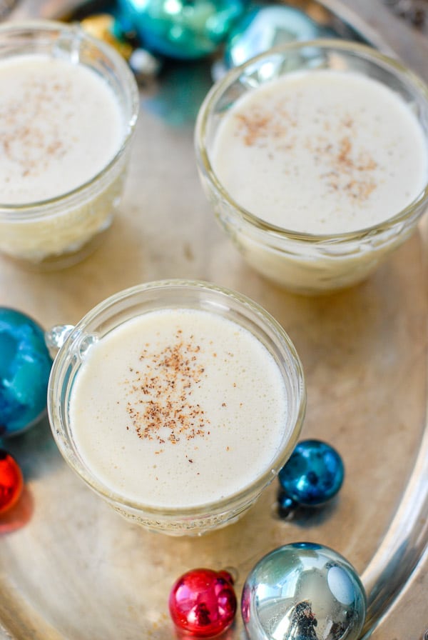 Set of Christmas drink egg nog.Glasses winter drink of egg-nog