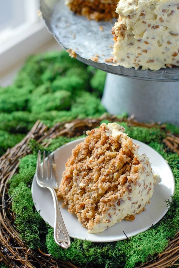 Slice of Hummingbird Cake with fork