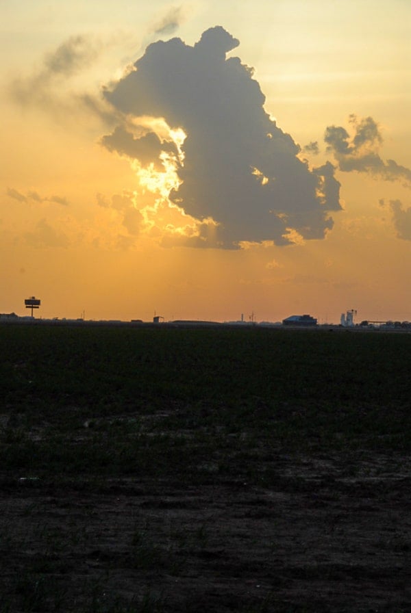 Sunset over ranch country in Amarillo Texas