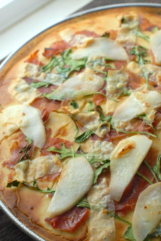 Pear Proscuitto Arugula Pizza 