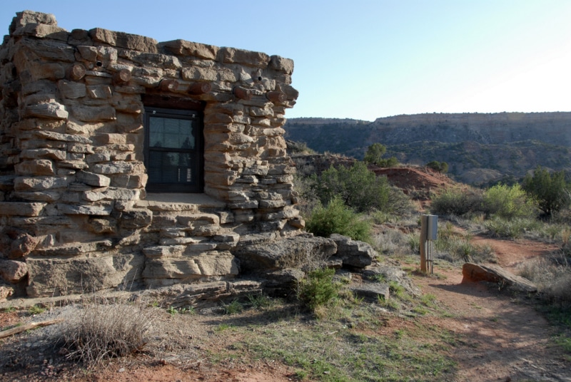 Cow Cabins at Palo Duro Park Texas side view