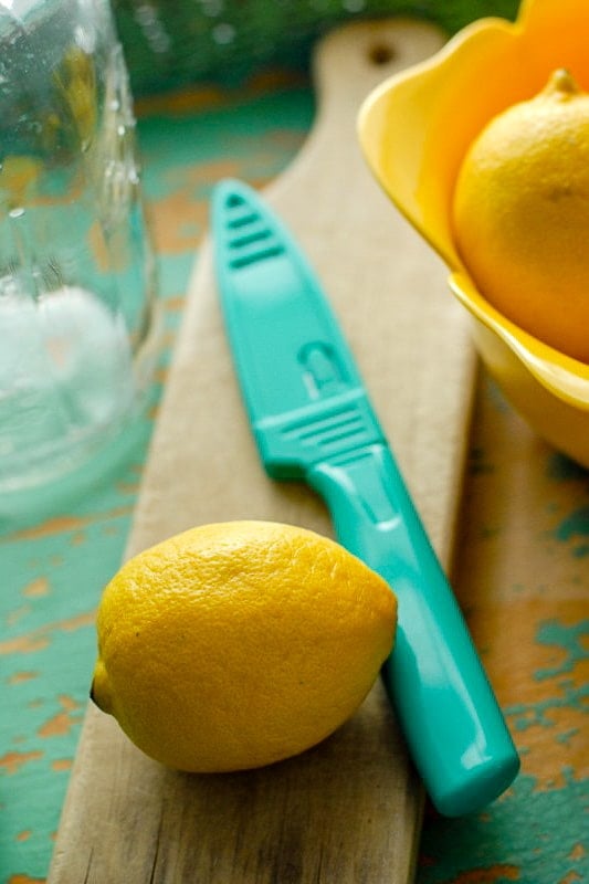 Lemon on cutting board 