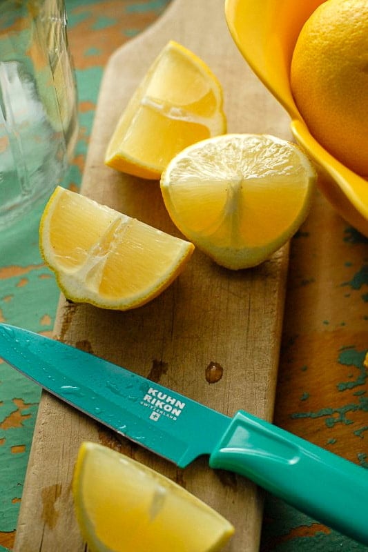 Lemon on cutting board 