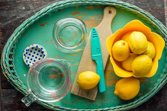 Lemons on tray with vodka 2 