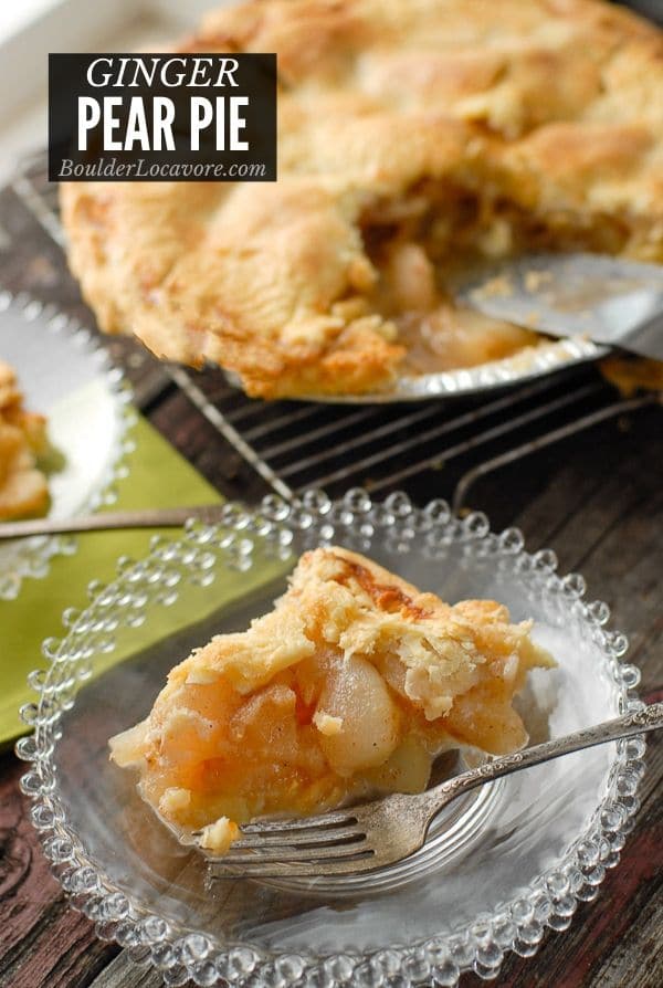 Pear Pie on glass plate