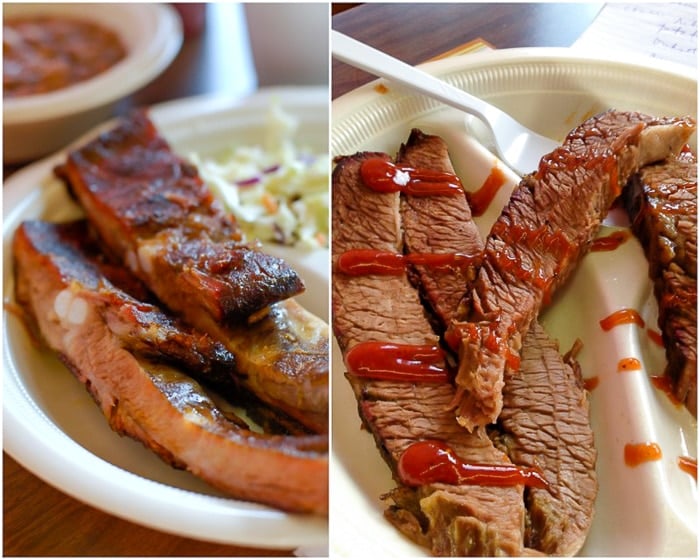 Barbecue ribs and brisket at Robinson's BBQ Amarillo Texas