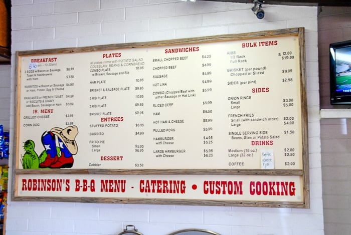 Robinson's BBQ Menu - Amarillo Restaurants