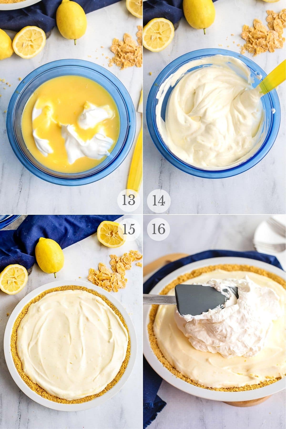 lemon chiffon pie recipes steps collage 13-16