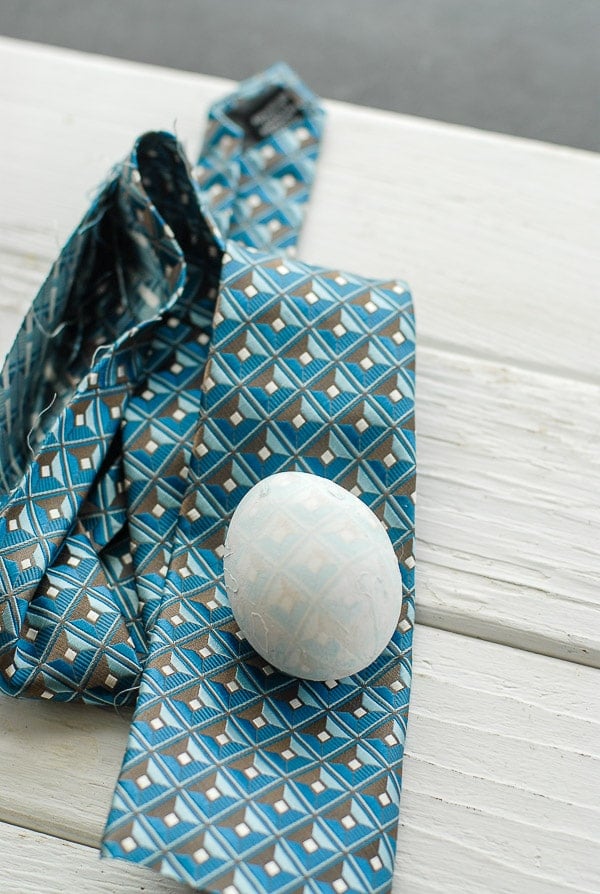 Blue necktie and silk dyed egg