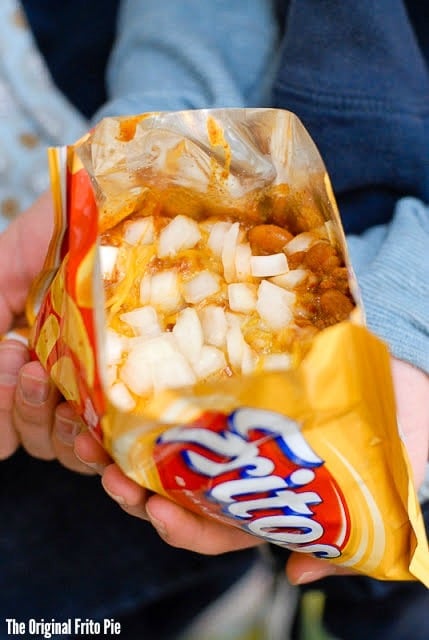 Frito pie in snack frito bag