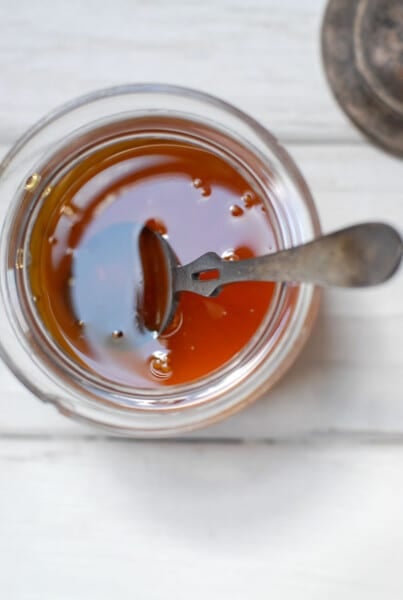 Dark Honey Cake with Salted Caramel Sauce and Whipped Cream