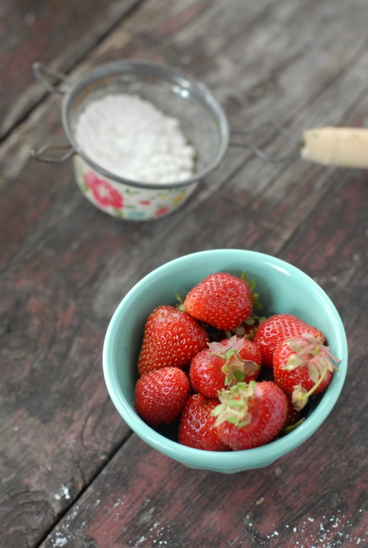 fresh strawberries and powdered sugar