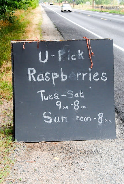 A blackboard sign on the side of a road