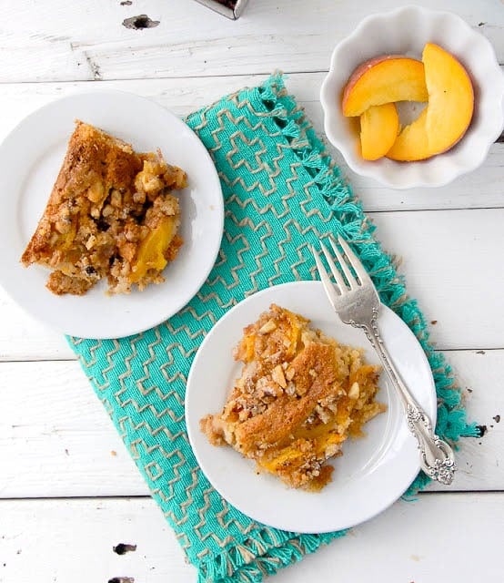 servings of fresh Peach Sour Cream Coffee Cake