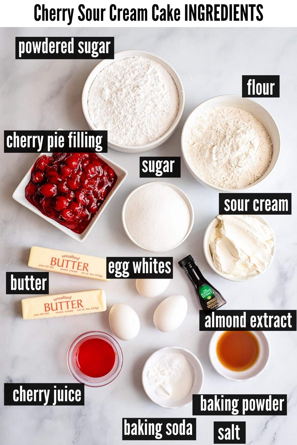 cherry sour cream cake ingredients labelled
