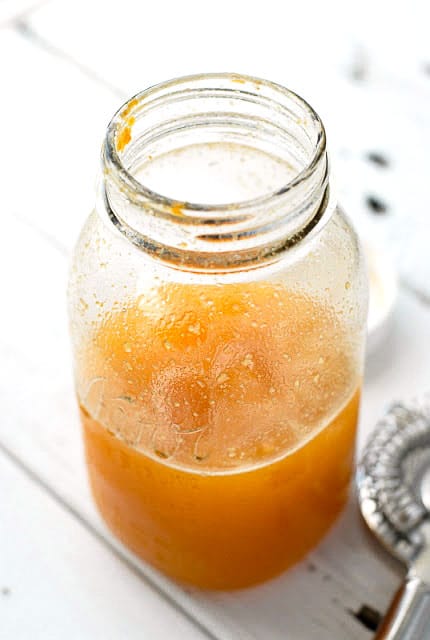 Fresh Peach Margaritas process - In Mason jar with ice