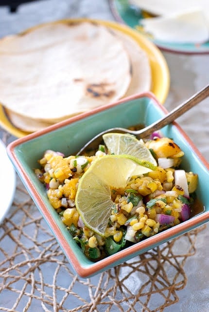 Grilled Corn and Peach Salsa