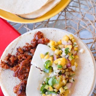 Chorizo and corn tacos